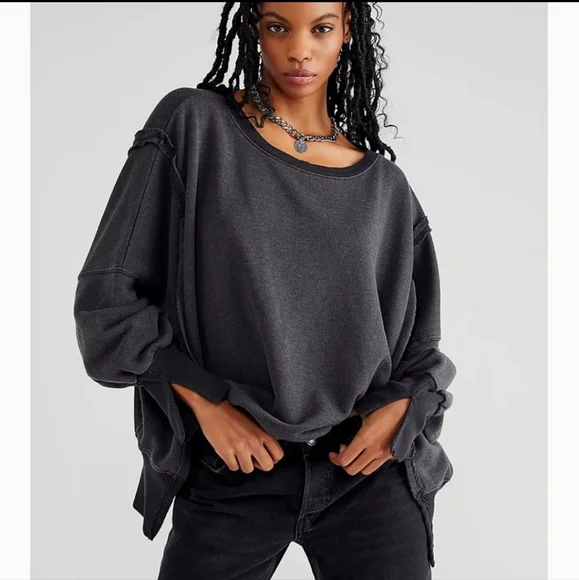 NWT FREE PEOPLE GREEN CAMDEN OVERSIZED PULLOVER We The Free - Picture 12 of 14